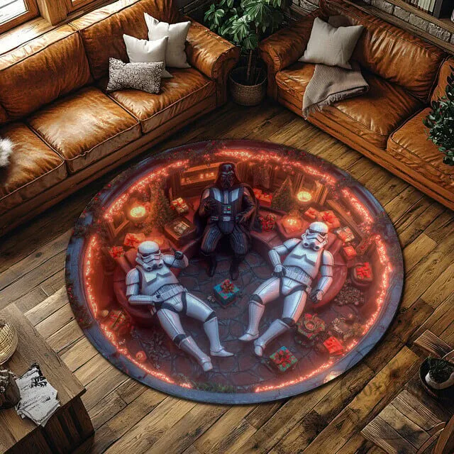 Star Wars Darth Vader Stormtroopers Christmas Holiday Round Rug
