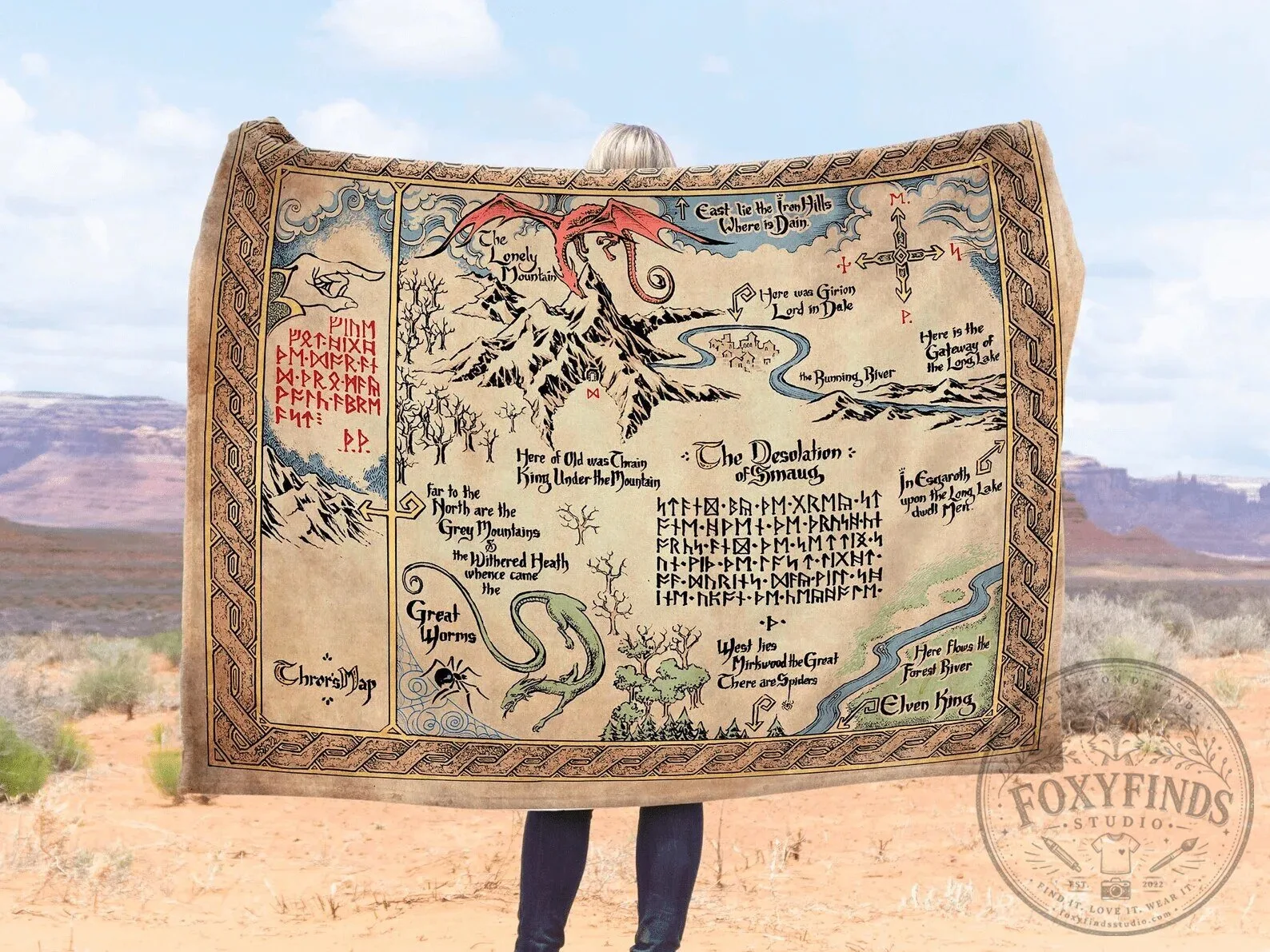 Thorin's Map The Hobbit Lord of the Rings Middle-earth Fantasy Blanket