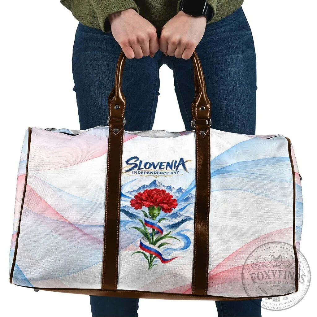 Slovenia Independence Day Red Carnation Flower Mount Triglav Flag Patriotic Travel Bag