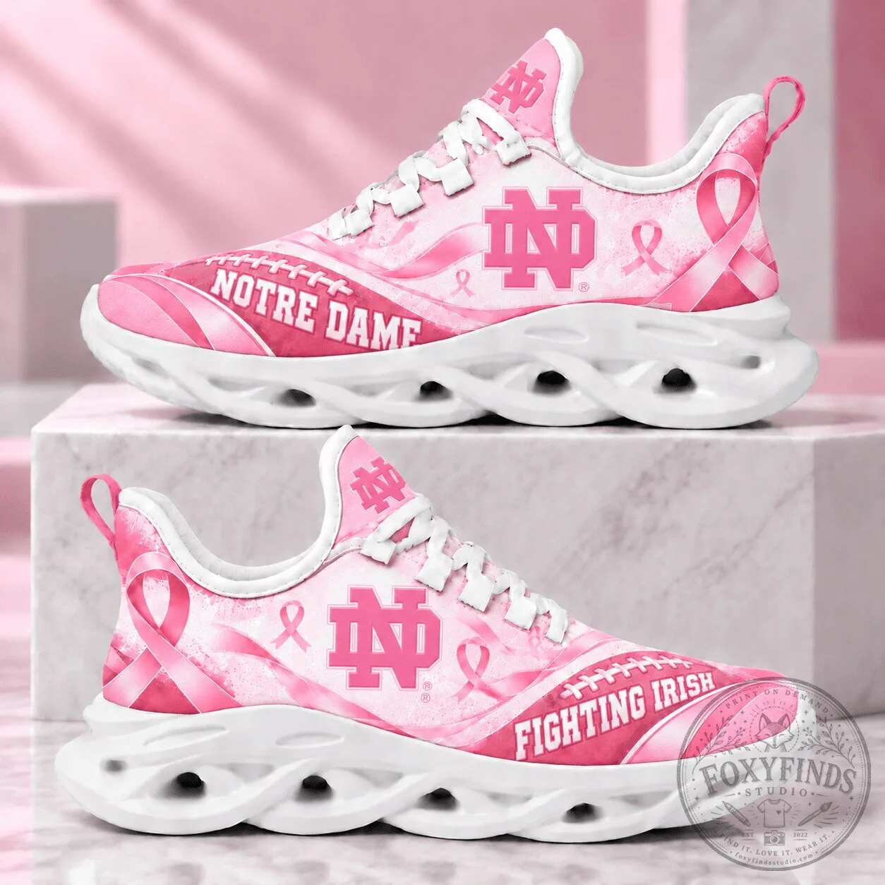 Notre Dame Fighting Irish Breast Cancer Awareness Pink Sneakers