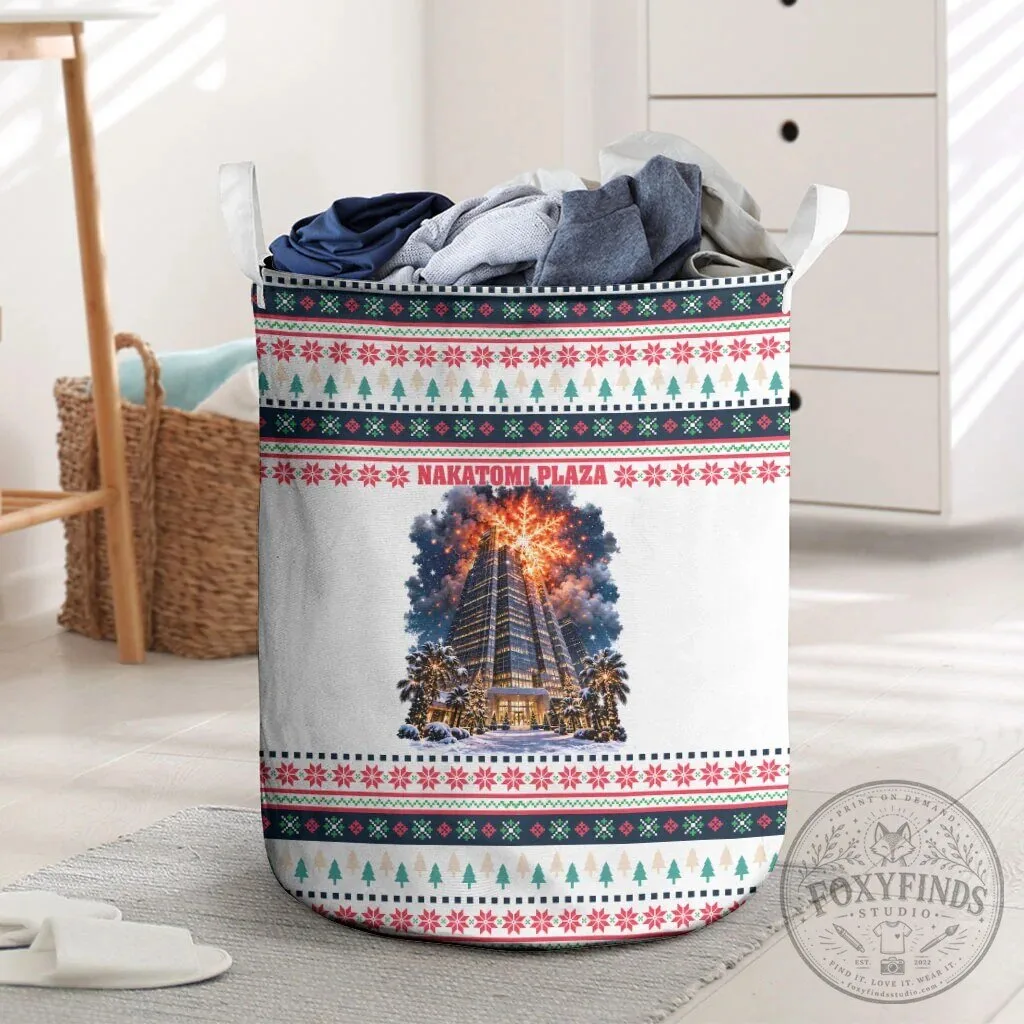 Nakatomi Plaza Christmas Explosion Holiday Pattern Laundry Basket