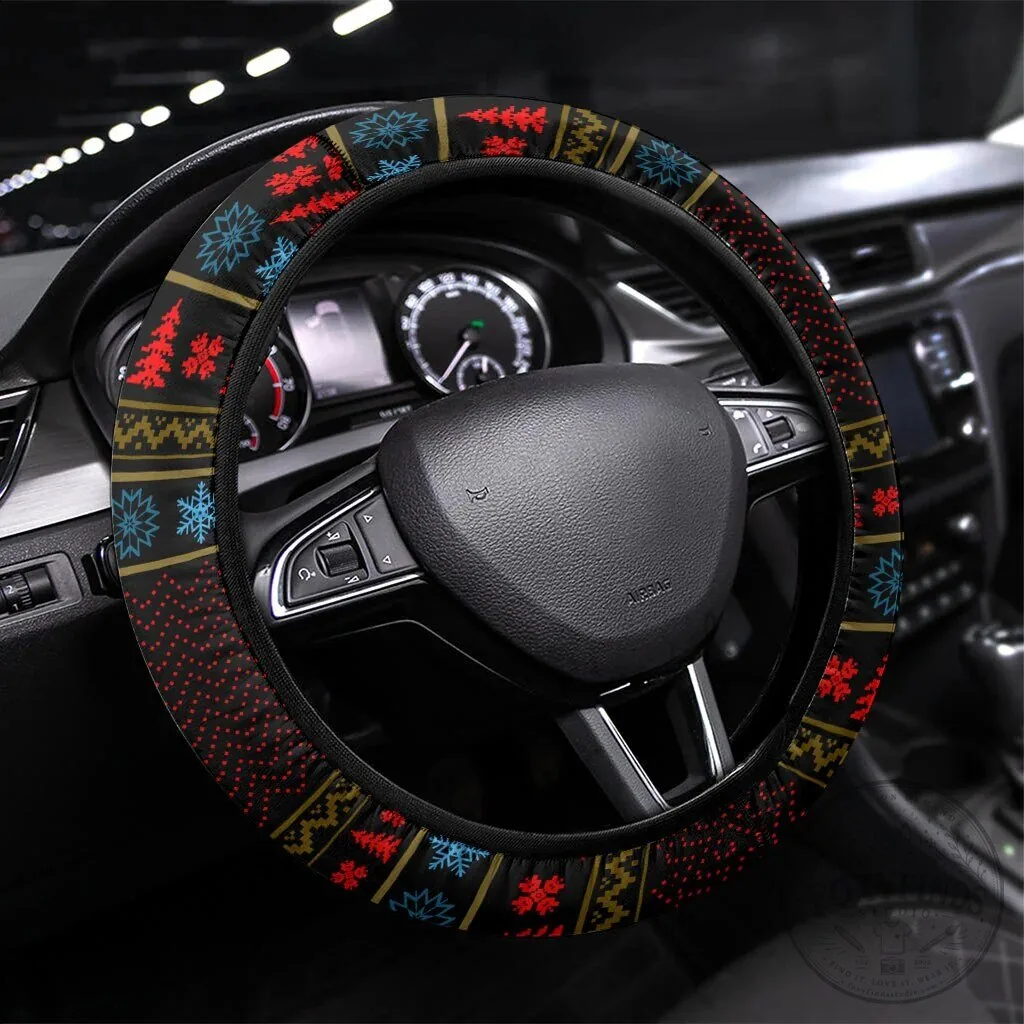 Christmas Holiday Ugly Sweater Pattern Steering Wheel Cover