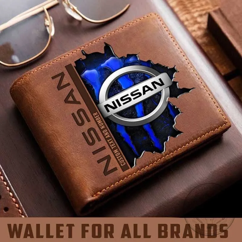 Nissan Car Logo Custom Text And Number Leather Wallet 4 Nissan Car Logo Custom Text And Number Leather Wallet