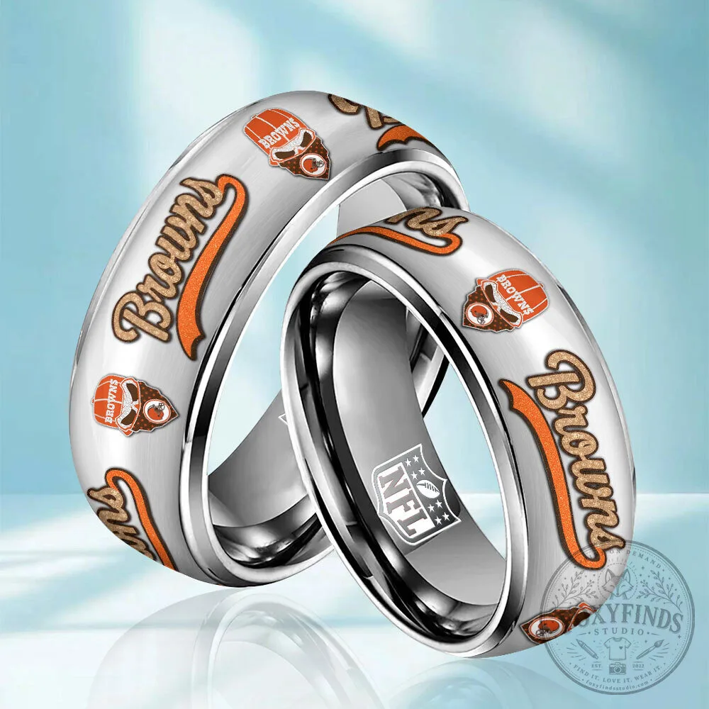 Stainless Steel Ring Featuring the Cleveland Browns Football Team Logo
