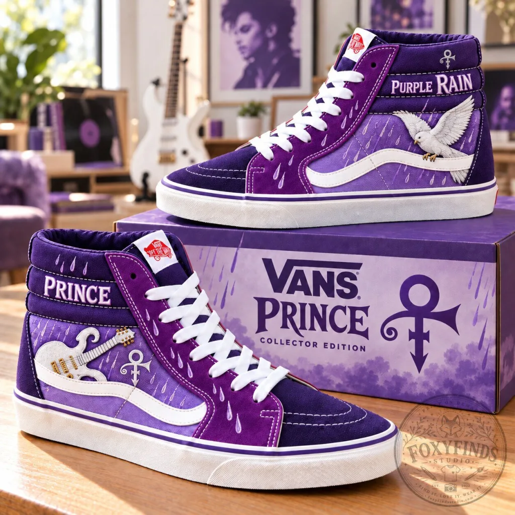 Prince Purple Rain High-Top Sneakers Custom Rock and Roll Music Shoes Prince Purple Rain High-Top Sneakers Custom Rock and Roll Music Shoes