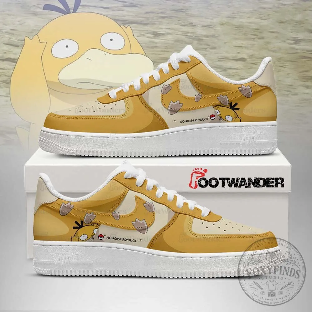 Psyduck Pokemon Character Custom Printed Athletic Sneakers