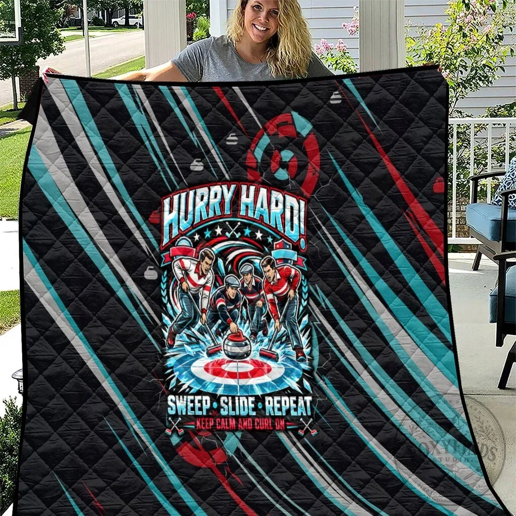 Curling My House My Rules Hurry Hard Sweep Slide Repeat Sports Quote Quilt