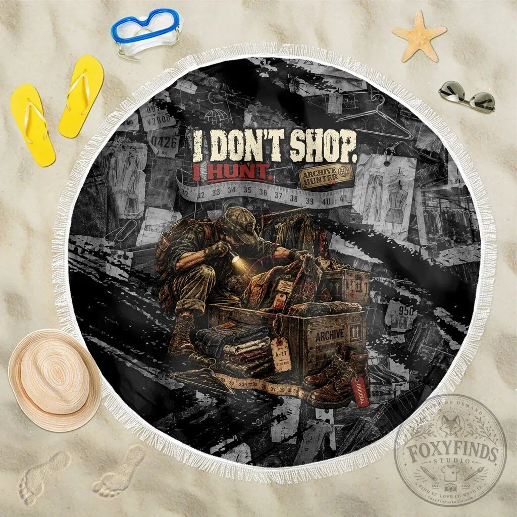Archive Hunter The Hunt Never Ends Vintage Streetwear Grunge Collage Graphic Art Beach Blanket