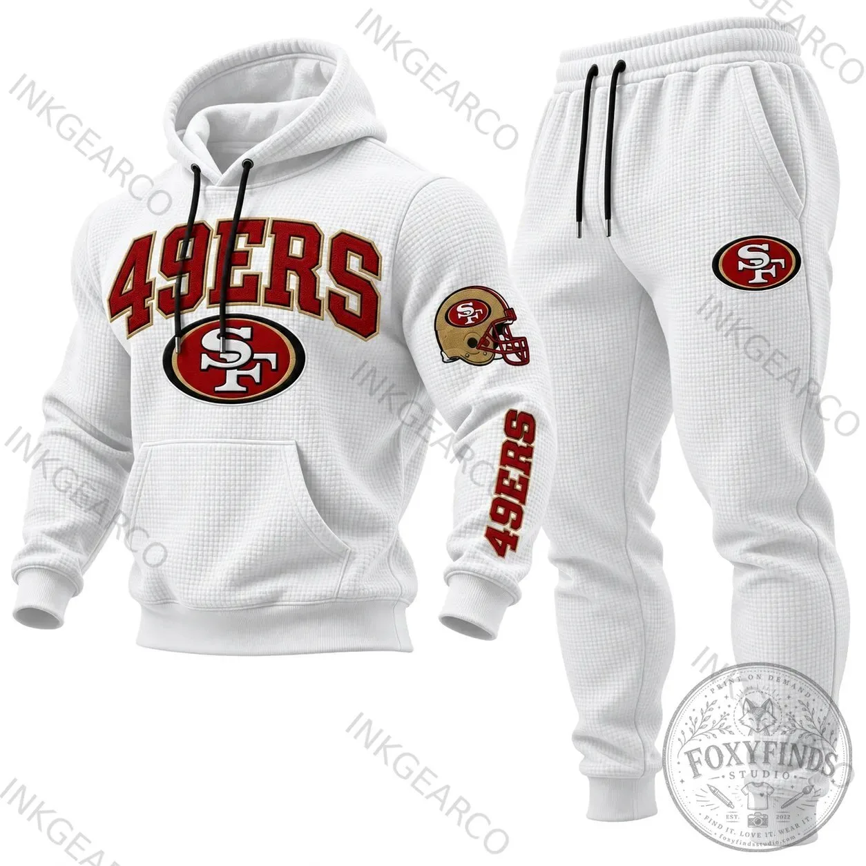 San Francisco 49ers Football Team Logo White Hoodie