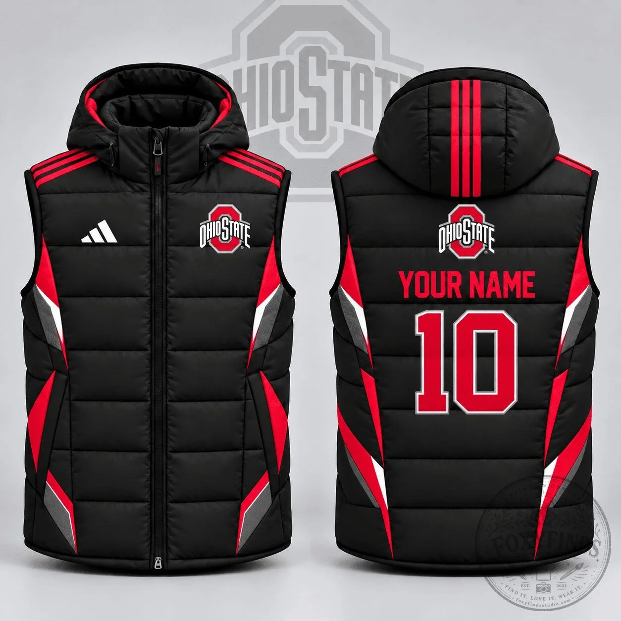 Ohio State Buckeyes NCAA Stealth Velocity Custom Name Number Puffer Vest