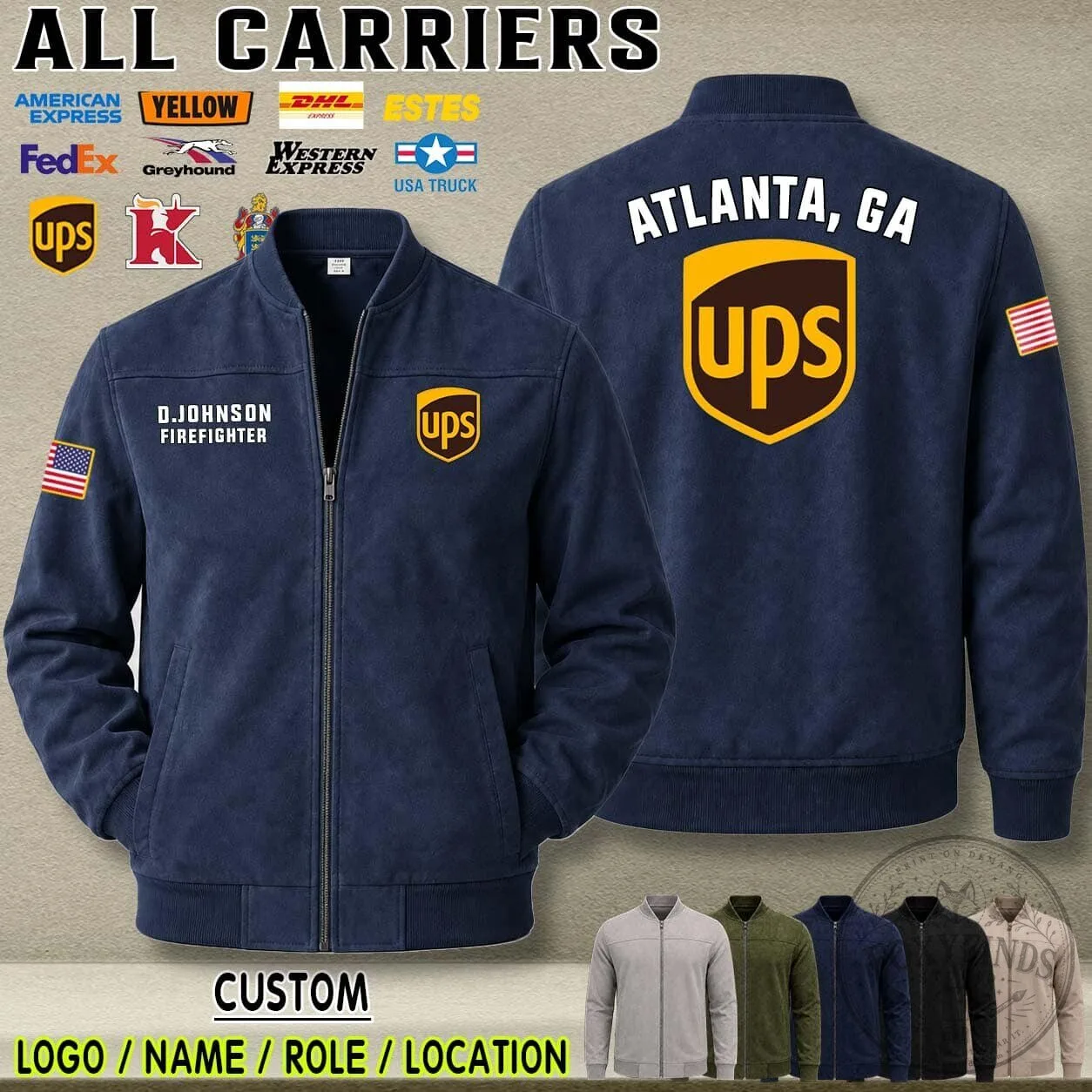 UPS United Parcel Service Atlanta Georgia Bomber Jacket