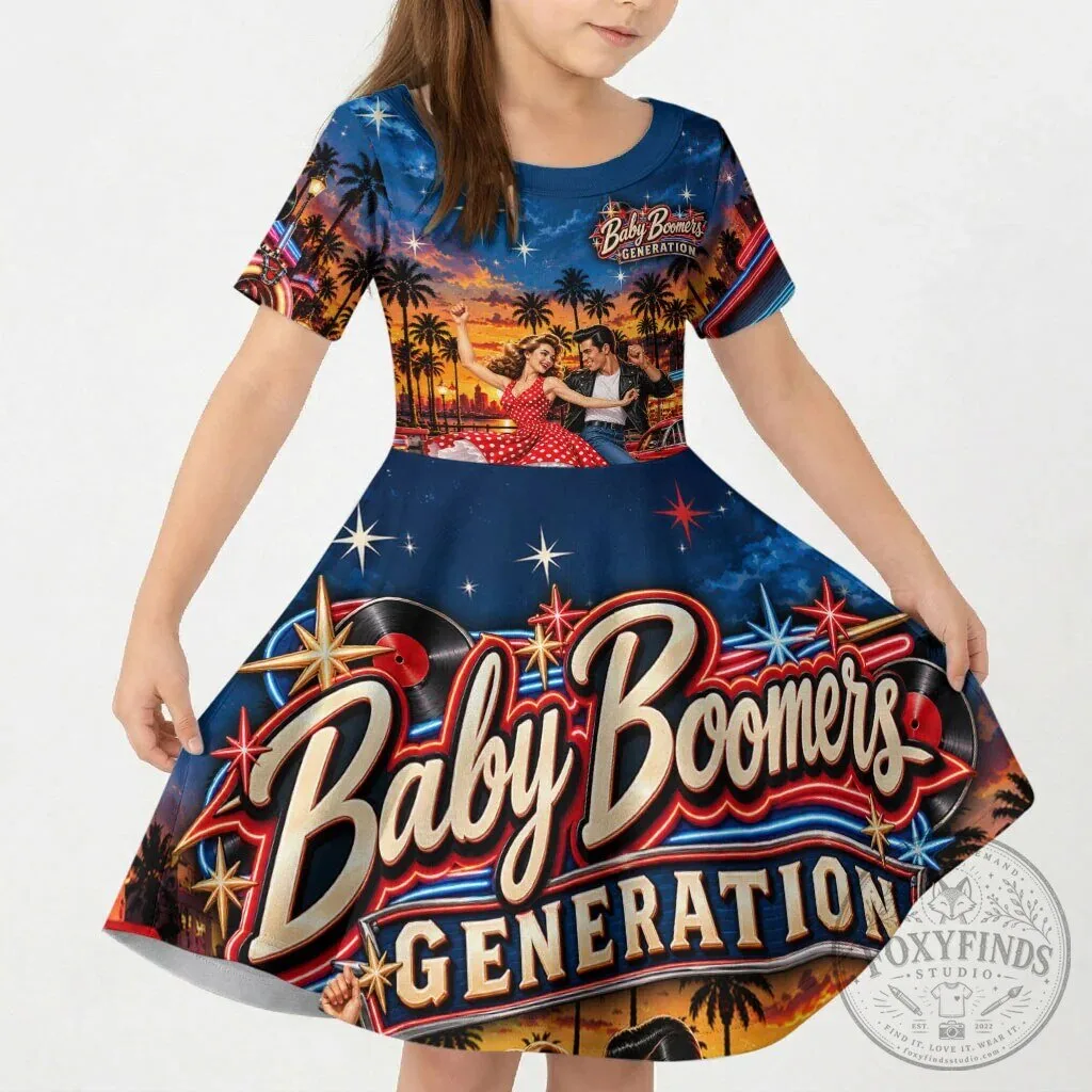 Baby Boomers Generation Rock and Roll Vintage 1950s Retro Kids Dress