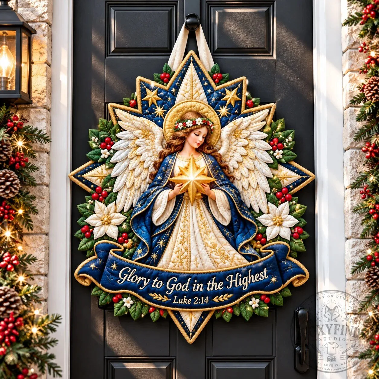 Christmas Angel Glory to God in the Highest Luke 2:14 Door Hanger