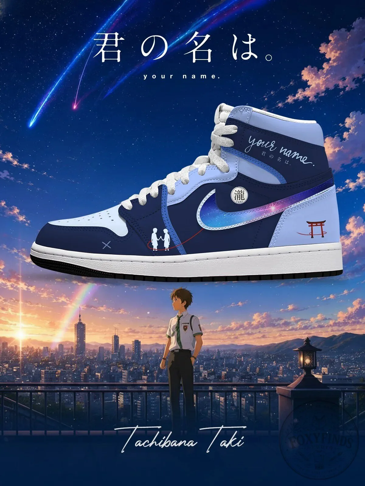 Kimi no Na wa Your Name Anime Tachibana Taki Custom High-Top Shoes