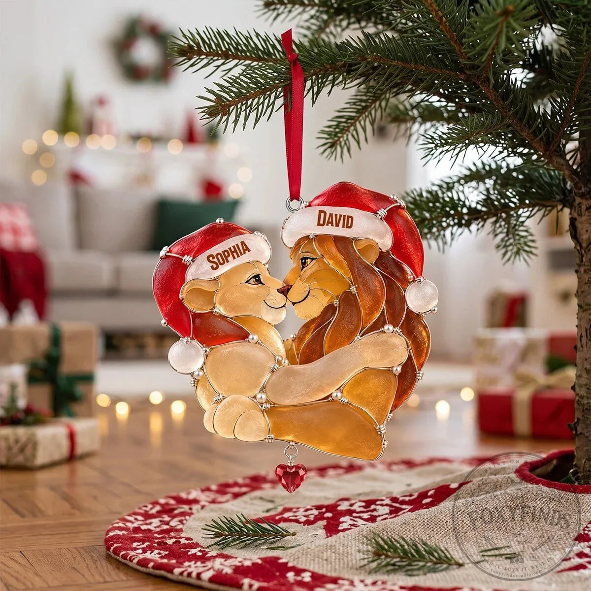 Personalized Lion King and Queen Christmas Tree Ornament
