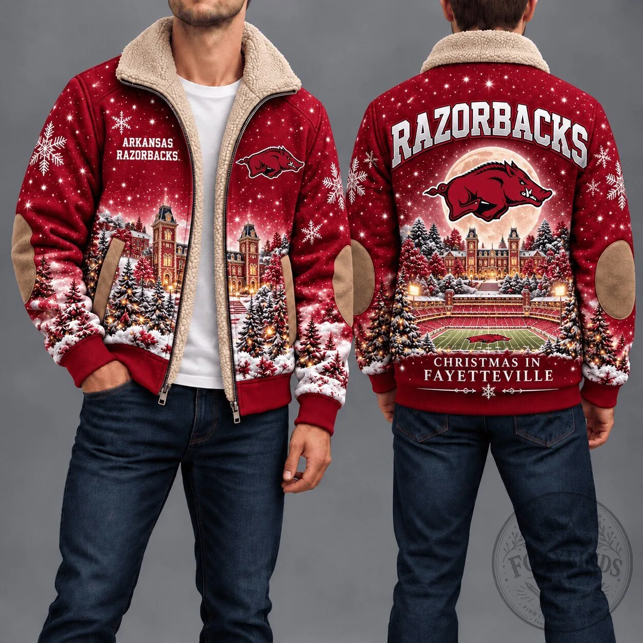 Arkansas Razorbacks Christmas in Fayetteville Winter Fleece Jacket