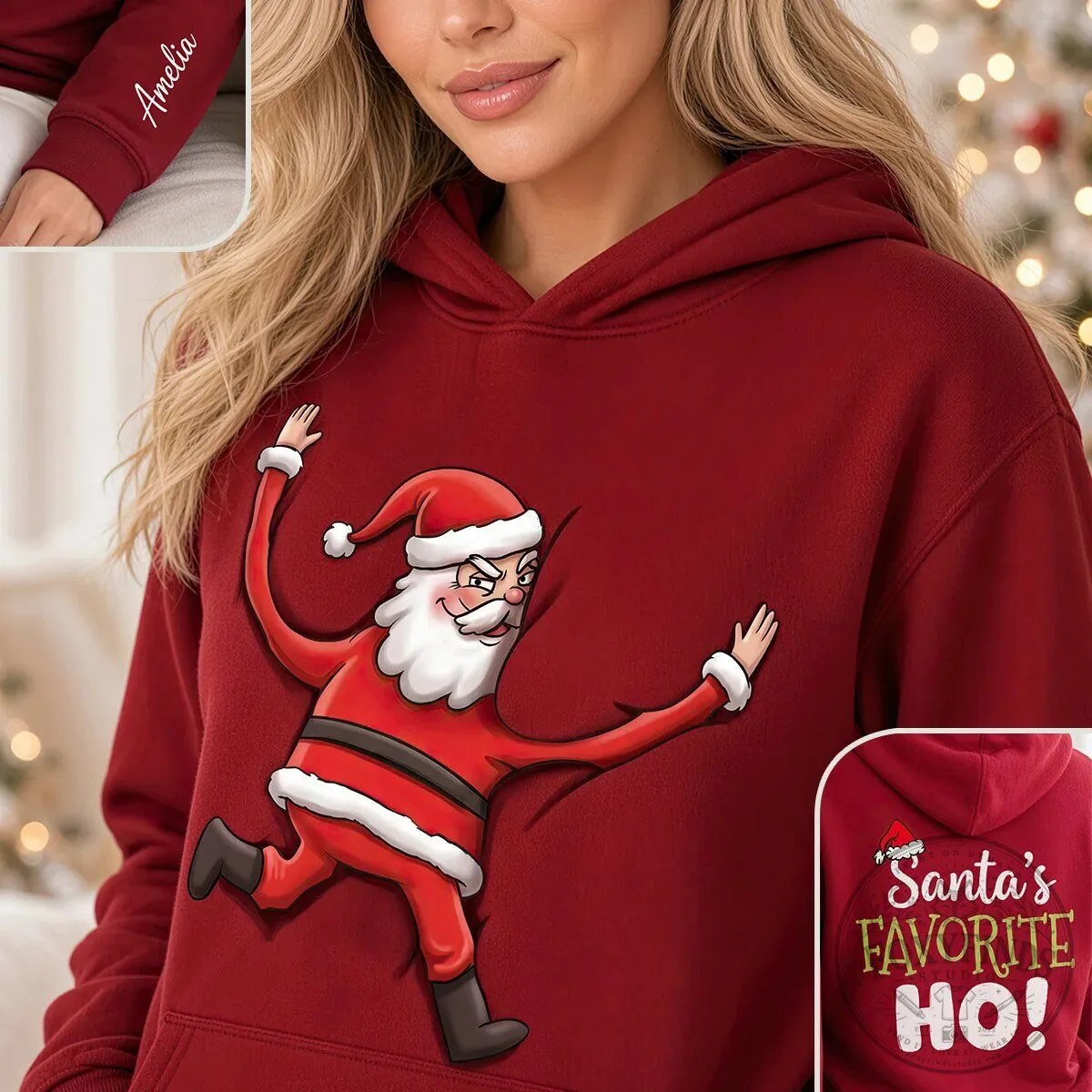 Funny Dancing Santa Claus Christmas Personalized Red Hoodie