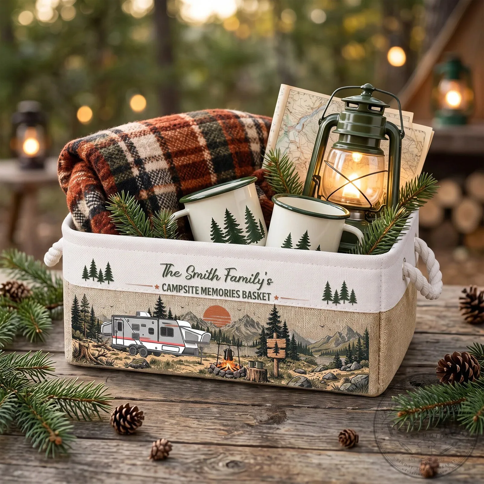 Personalized Family Camping Campsite Memories Basket Storage Bin 1 Personalized Family Camping Campsite Memories Basket Storage Bin