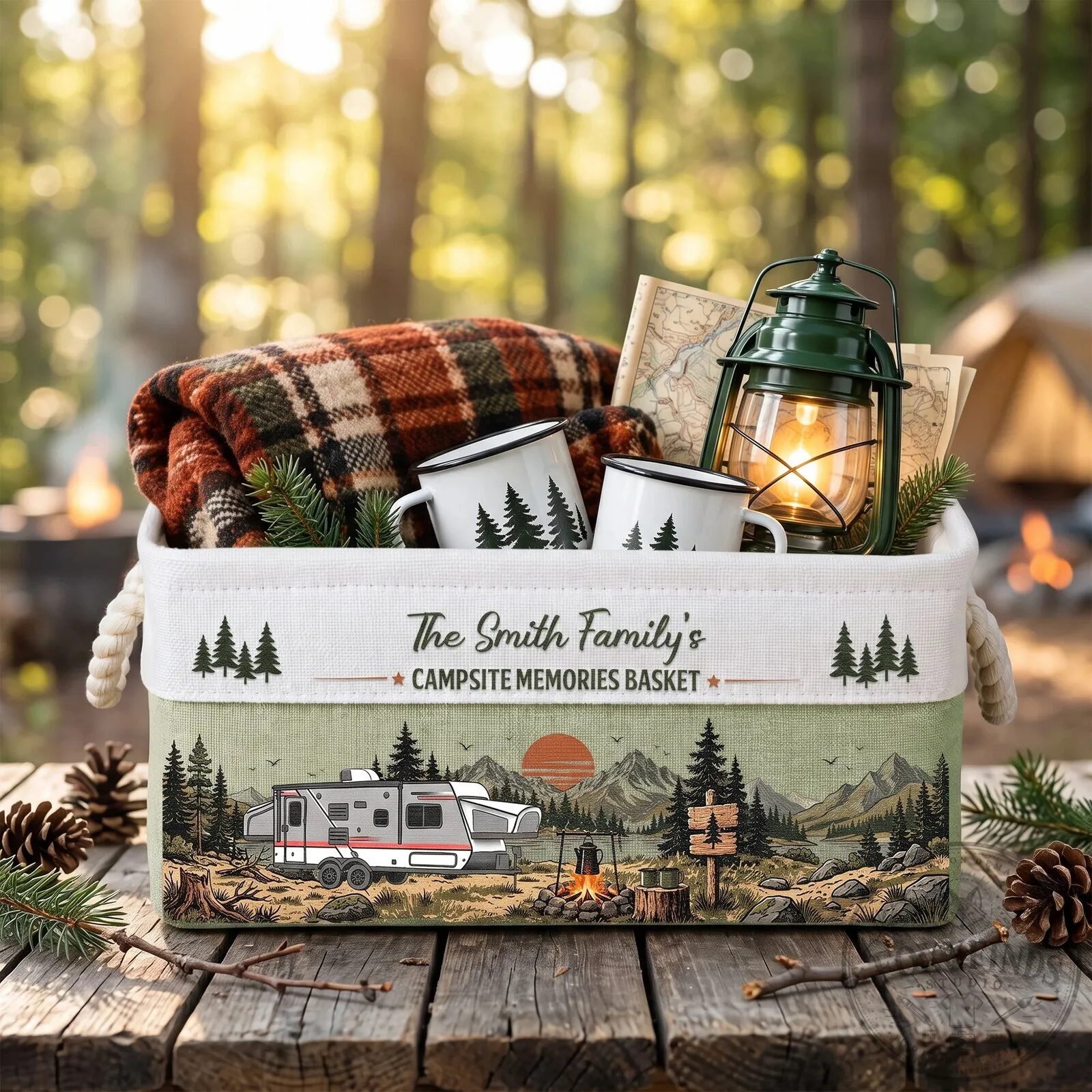 Personalized Family Camping Campsite Memories Basket Storage Bin 10 Personalized Family Camping Campsite Memories Basket Storage Bin