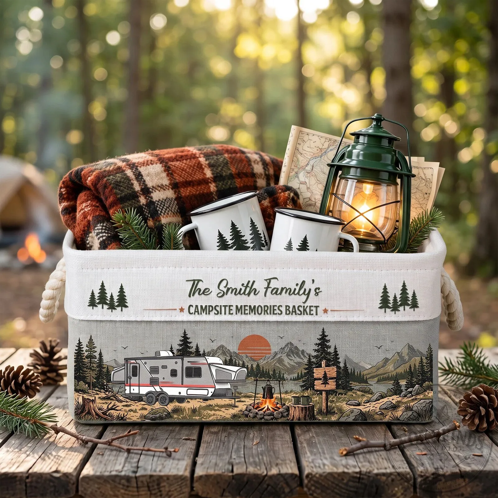 Personalized Family Camping Campsite Memories Basket Storage Bin 11 Personalized Family Camping Campsite Memories Basket Storage Bin