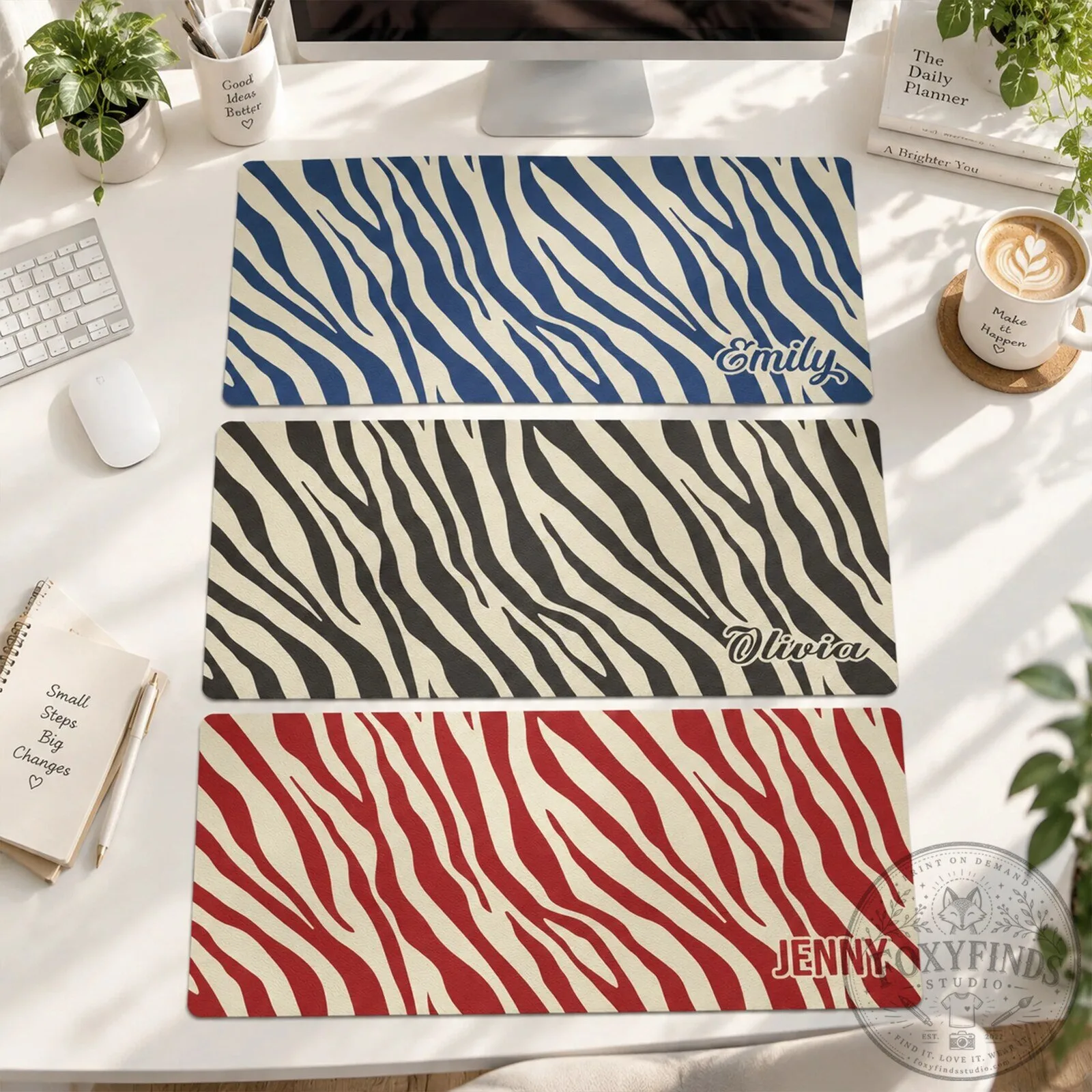 Personalized Zebra Print Desk Mat with Custom Name, Animal Pattern Mousepad 8 Personalized Zebra Print Desk Mat with Custom Name, Animal Pattern Mousepad