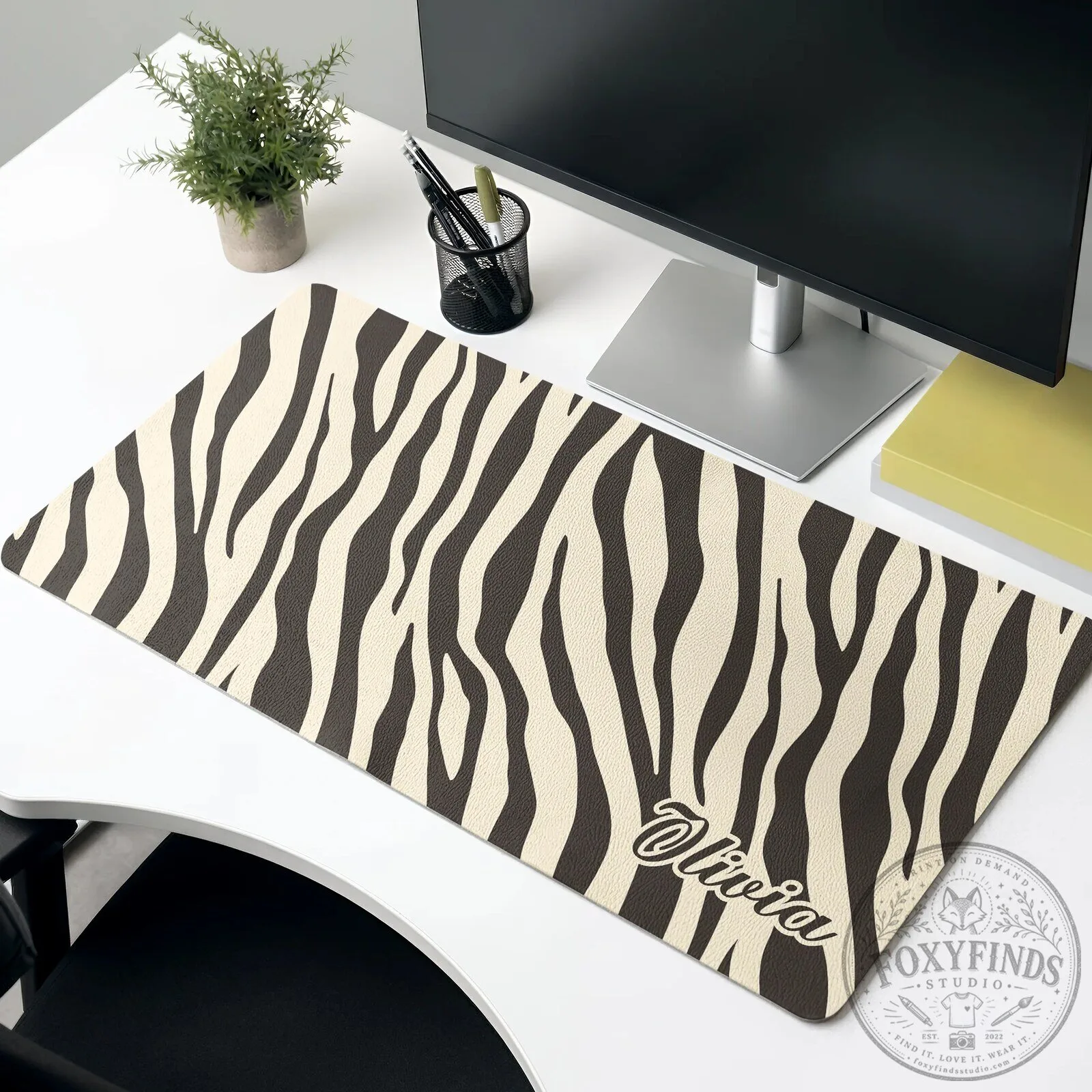 Personalized Zebra Print Desk Mat with Custom Name, Animal Pattern Mousepad 9 Personalized Zebra Print Desk Mat with Custom Name, Animal Pattern Mousepad