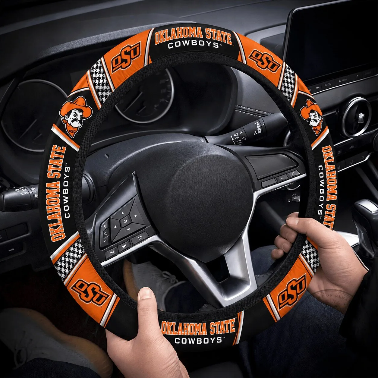 Oklahoma State Cowboys Orange and Black Car Steering Wheel Cover