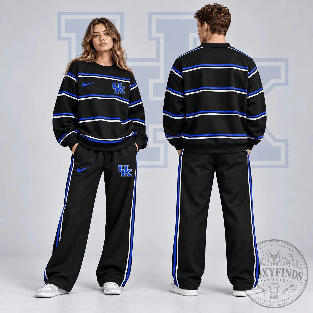 Kentucky Wildcats NCAA Horizontal Stripe Crewneck Sweatshirt