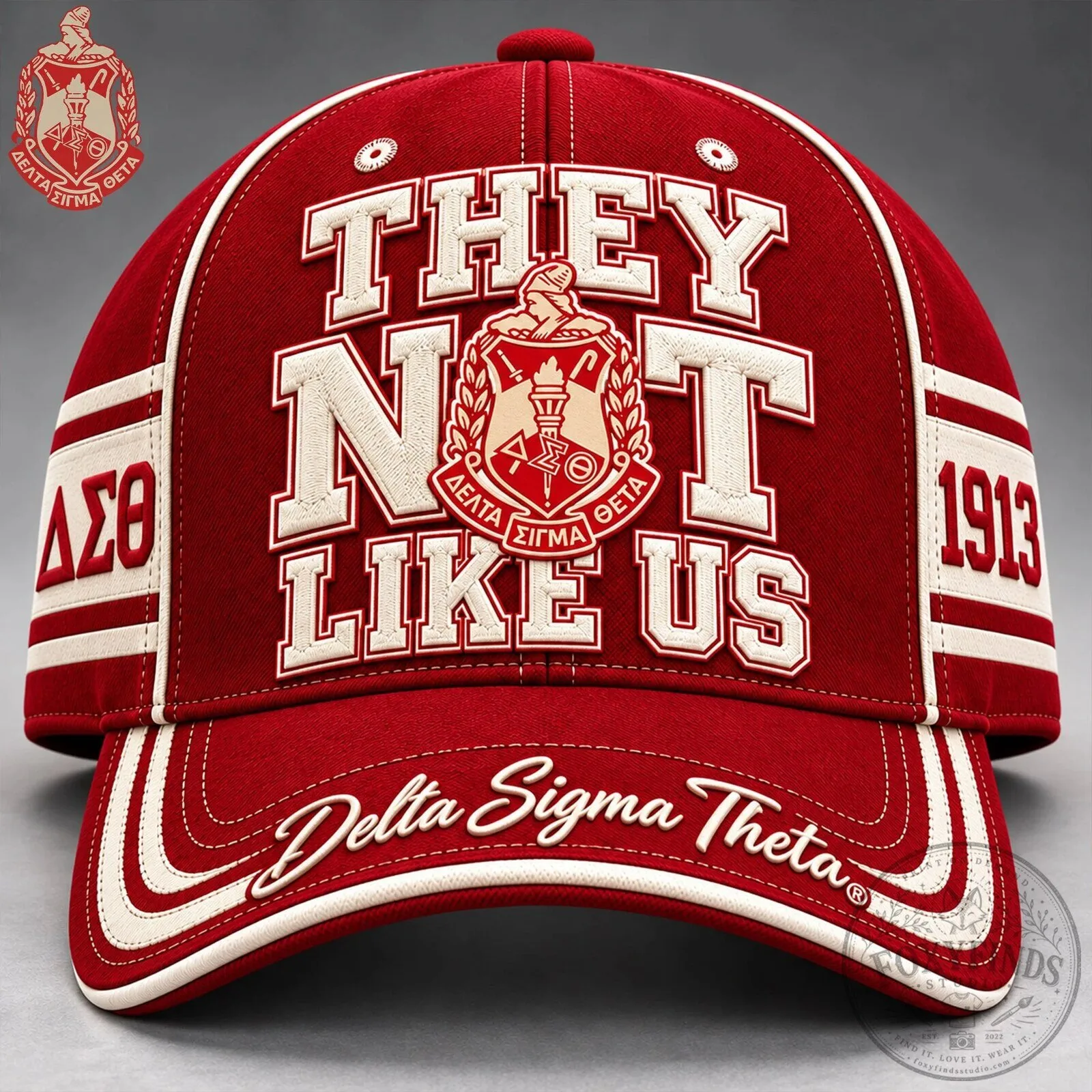 Delta Sigma Theta They Not Like Us Red Embroidered Baseball Cap Hat