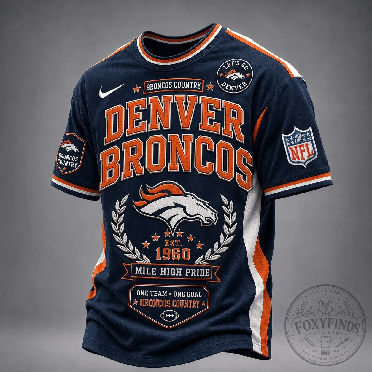 Denver Broncos Football Fan Shirt NFL Classic Game Day T-Shirt