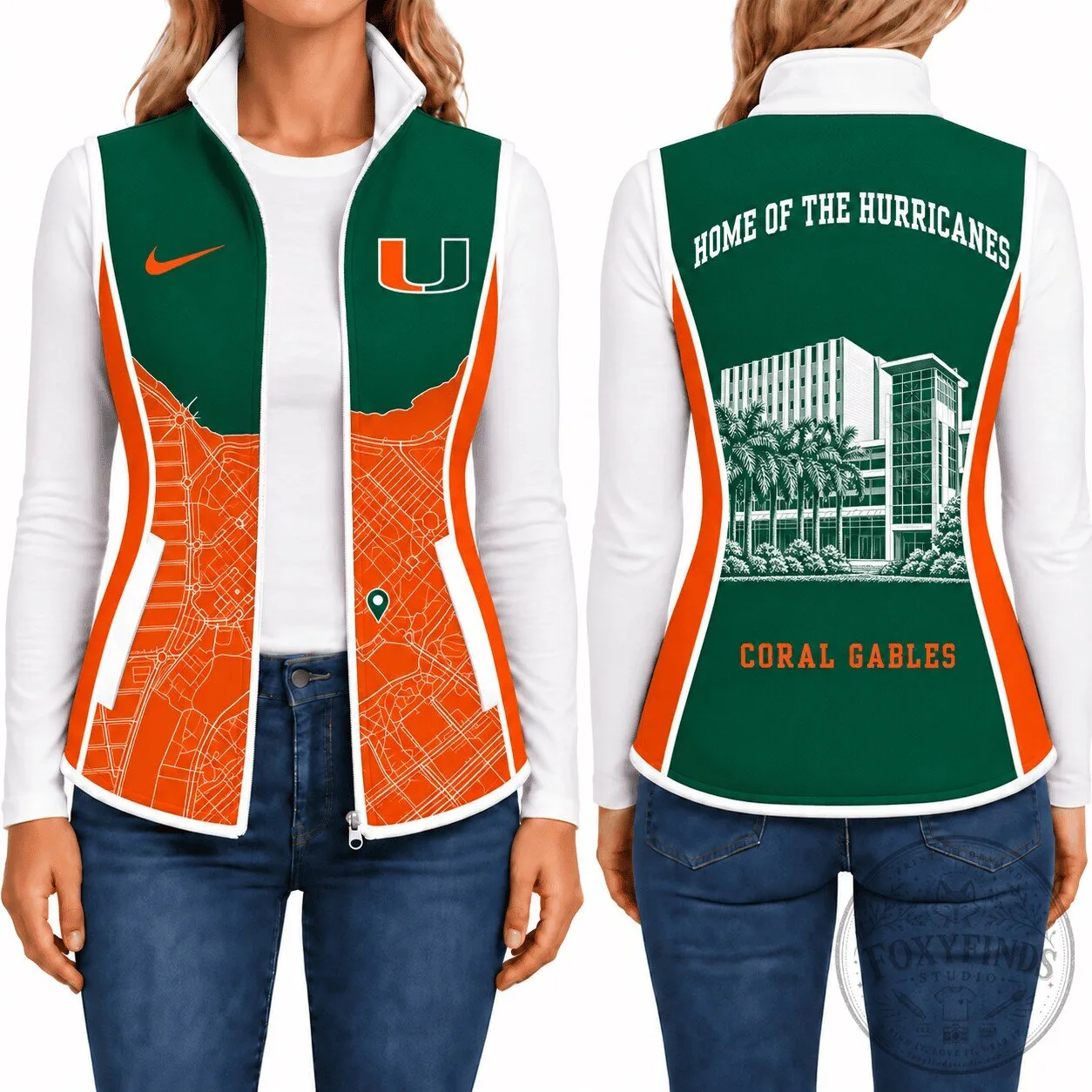 Miami Hurricanes Women's Sleeveless Full-Zip Fleece Jacket Vest