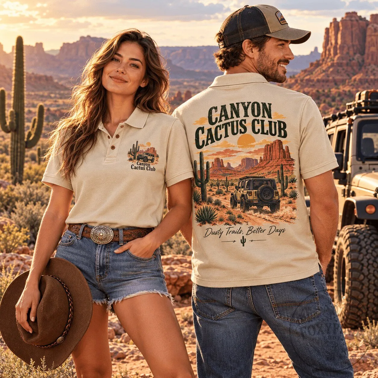 Canyon Cactus Club Dusty Trails Better Days Desert Landscape Polo Shirt 2 Canyon Cactus Club Dusty Trails Better Days Desert Landscape Polo Shirt