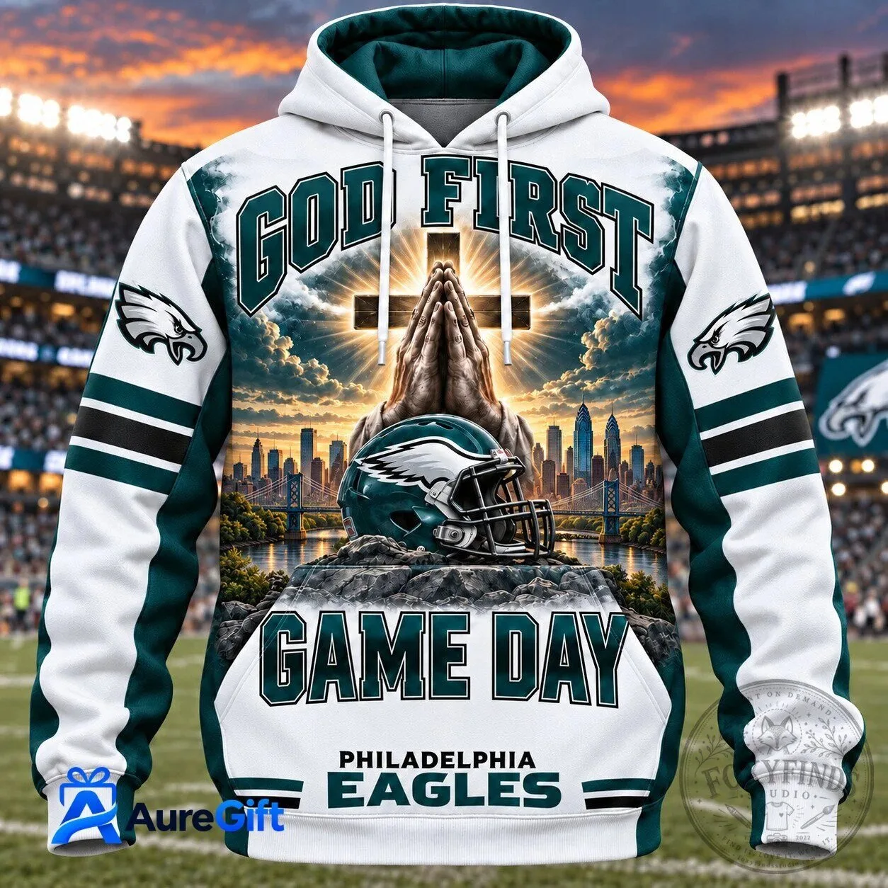 Philadelphia Eagles God First Game Day Football Fan Hoodie