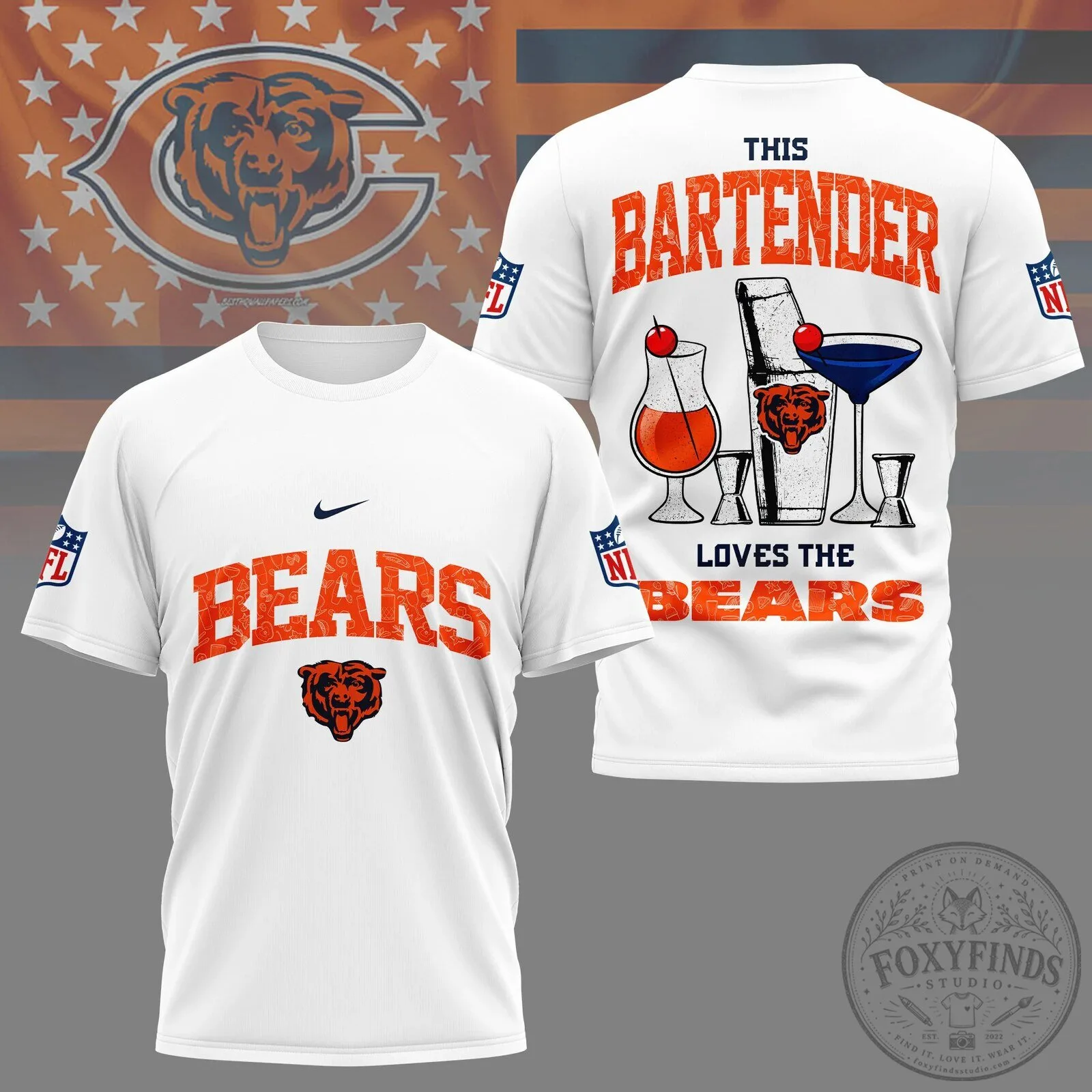 Chicago Bears NFL Fan Shirt This Bartender Loves The Bears T-Shirt