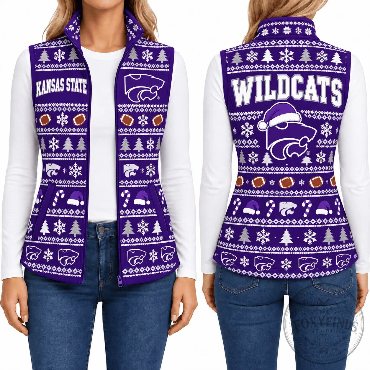 Kansas State Wildcats Ugly Christmas Sweater Vest