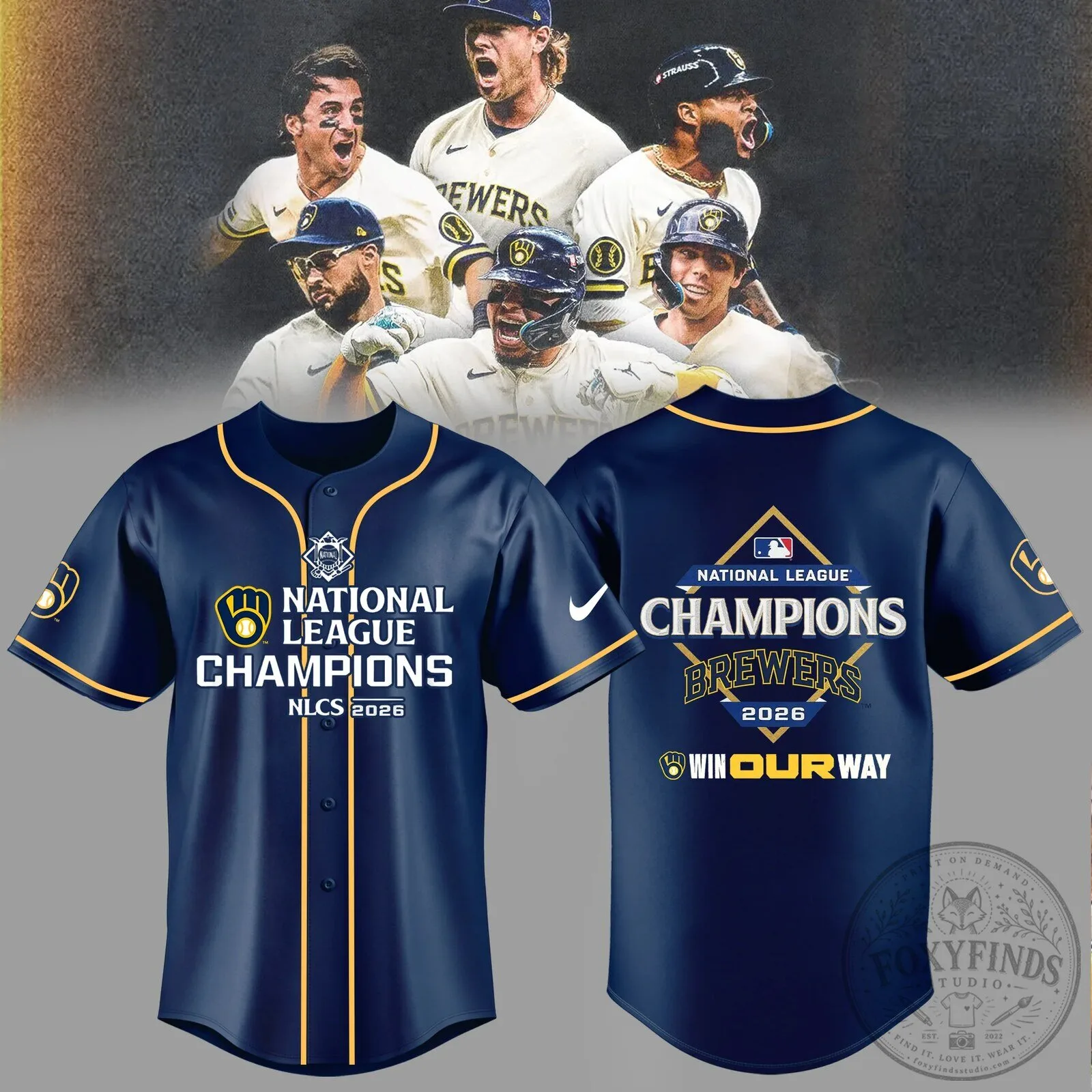 2026 National League Champion Baseball Jersey for Milwaukee Brewers