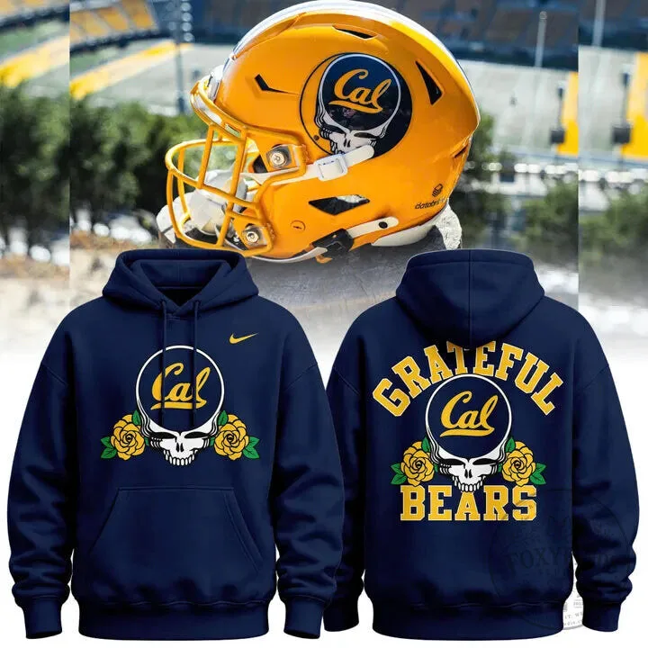 Navy Hoodie featuring California Golden Bears and Grateful Dead Skull & Roses Design