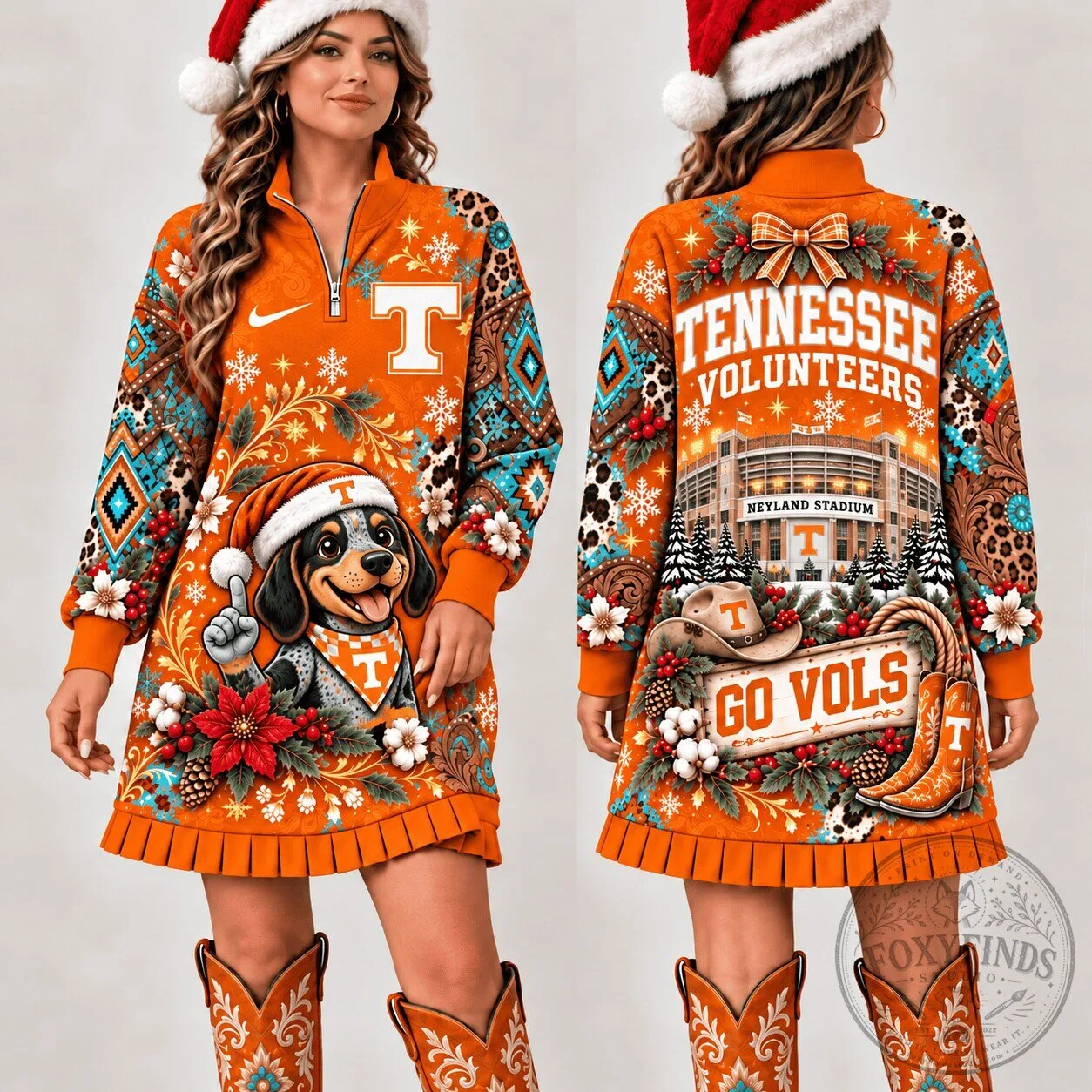 Tennessee Volunteers Christmas Holiday Neyland Stadium Dog Sweatshirt Dress
