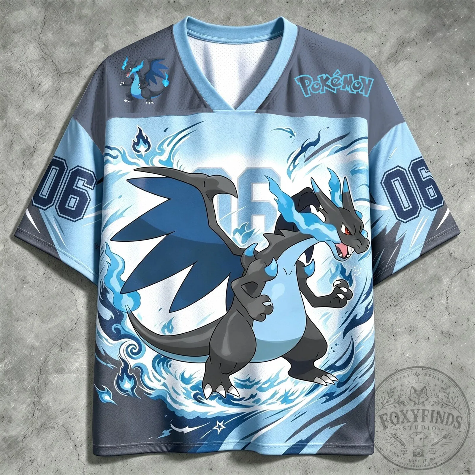 Mega Charizard X Pokemon Anime Football Jersey