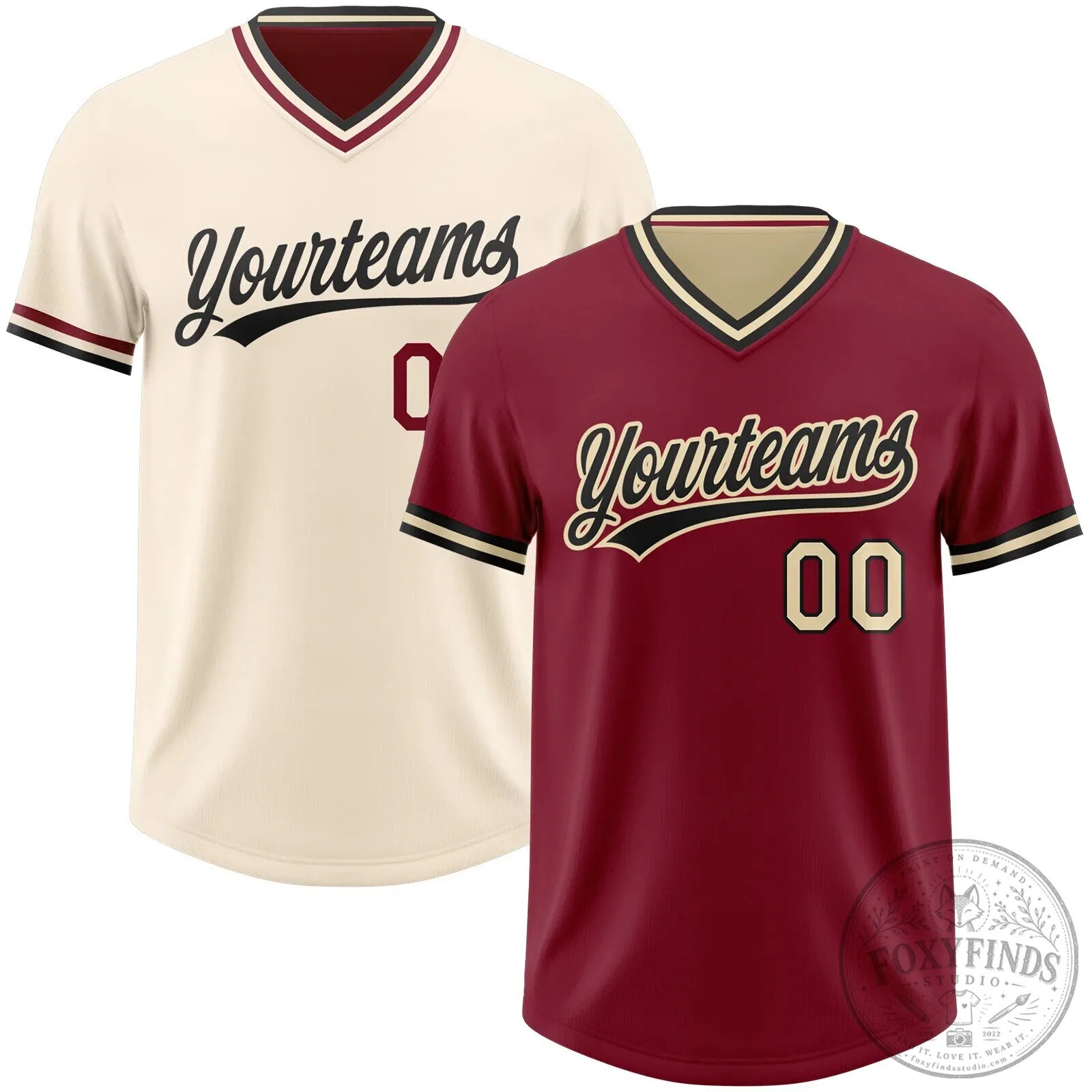 Custom Crimson Black Cream Reversible Pullover Baseball Jersey 2 Custom Crimson Black Cream Reversible Pullover Baseball Jersey