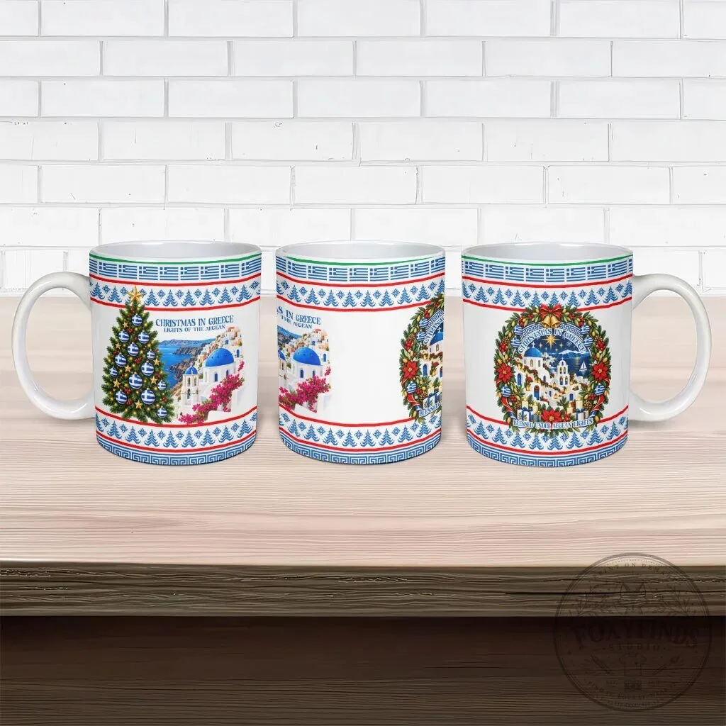 Christmas in Greece Lights of the Aegean Sea Greek Flag Holiday Coffee Mug 13 Christmas in Greece Lights of the Aegean Sea Greek Flag Holiday Coffee Mug