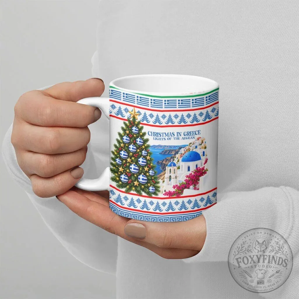 Christmas in Greece Lights of the Aegean Sea Greek Flag Holiday Coffee Mug 15 Christmas in Greece Lights of the Aegean Sea Greek Flag Holiday Coffee Mug