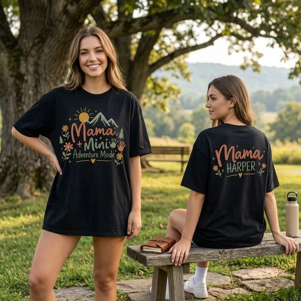 Mama and Mini Adventure Mode Matching Graphic T-Shirt