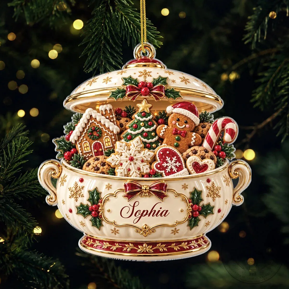 Personalized Christmas Gingerbread House Soup Tureen Ornament