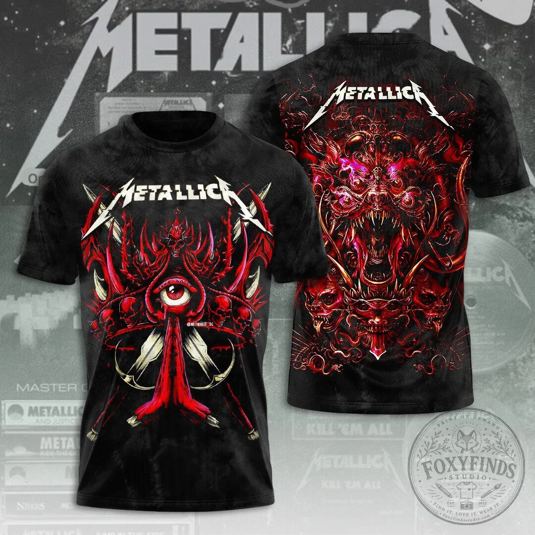 Metallica Band Heavy Metal Music Skull All Over Print T-Shirt