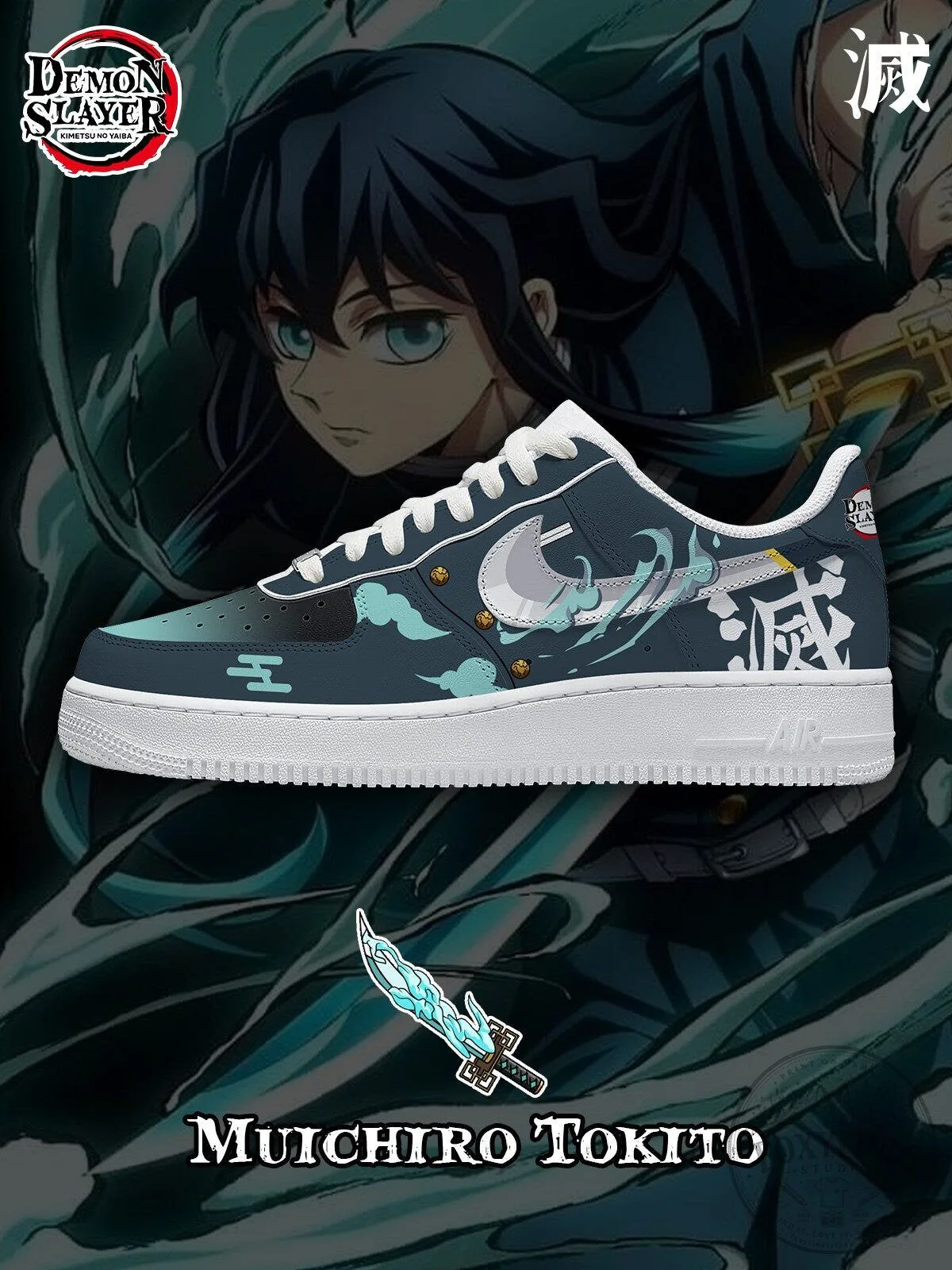 Demon Slayer Muichiro Tokito Anime Character Design Custom Sneakers