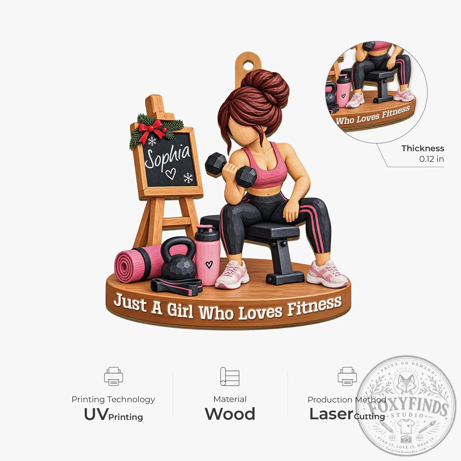 Personalized Just A Girl Who Loves Fitness Weightlifting Christmas Ornament 12 Personalized Just A Girl Who Loves Fitness Weightlifting Christmas Ornament