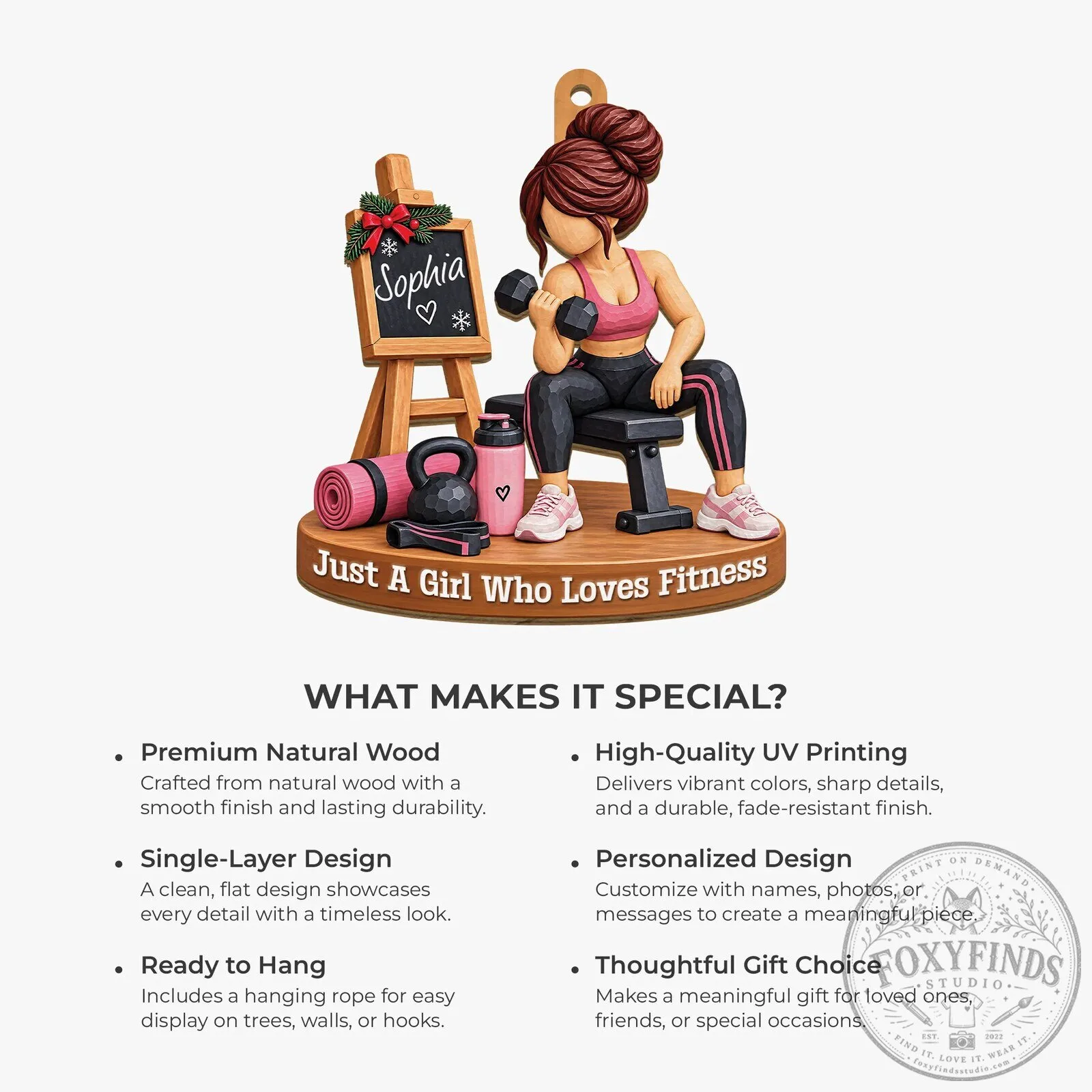 Personalized Just A Girl Who Loves Fitness Weightlifting Christmas Ornament 15 Personalized Just A Girl Who Loves Fitness Weightlifting Christmas Ornament