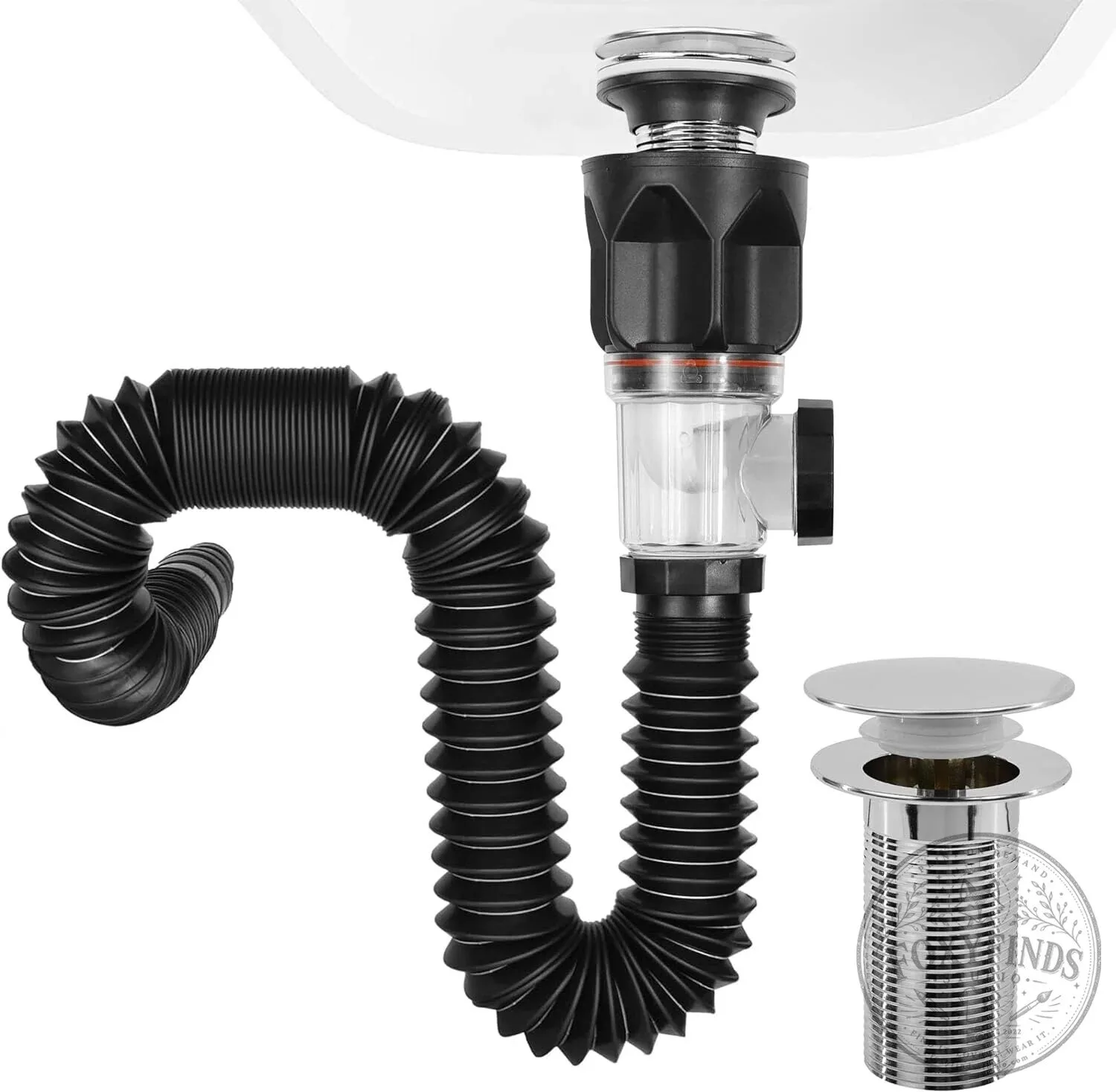 Bathroom Sink Drain Kit with Flexible Anti-Odor P-Trap 14 Bathroom Sink Drain Kit with Flexible Anti-Odor P-Trap