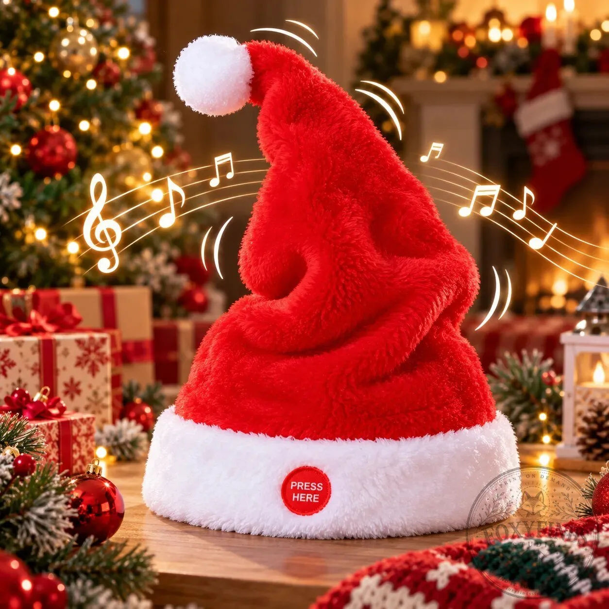 Musical Dancing Santa Hat with Sound and Motion for Christmas Party Fun 1 Musical Dancing Santa Hat with Sound and Motion for Christmas Party Fun